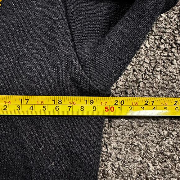 Vintage Creslan & Rayon Sweater Men’s Medium Black V-Neck Construction Logo - Picture 5 of 6